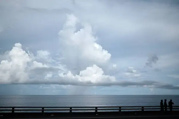 Widok Powietrza Morza Pod Zachmurzonym Niebem — Zdjęcie stockowe