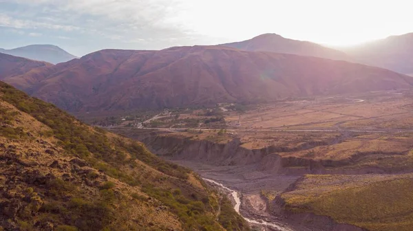 Vzdušný Pohled Úzký Potok Protékající Údolím Provincie Jujuy Argentina — Stock fotografie