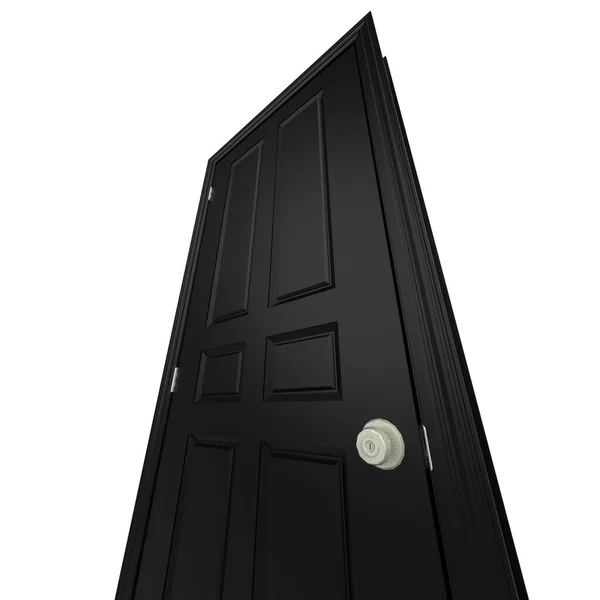 Open Zwart Geïsoleerde Binnendeur Gesloten Illustratie Rendering — Stockfoto