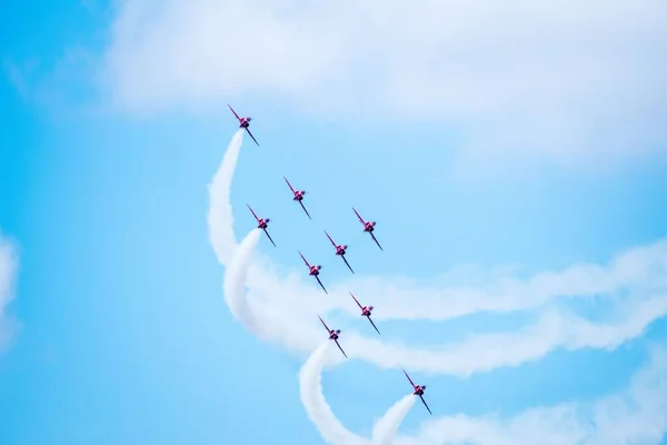 Das Red Arrow Aerobatic Team Auf Der Riat Airshow Fairford — Stockfoto