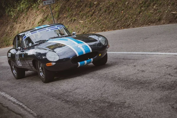 Svart 1963 Jaguar Type Lätt Racerbil Vägen San Bartolo Park — Stockfoto