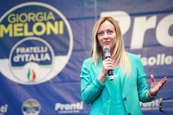 stock image An electoral rally by Giorgia Meloni, leader of Fratelli D'Italia,  candidate for premier