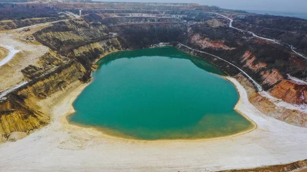 Aerial View Besenova Lake Quarry Sunny Day — Stock Photo, Image
