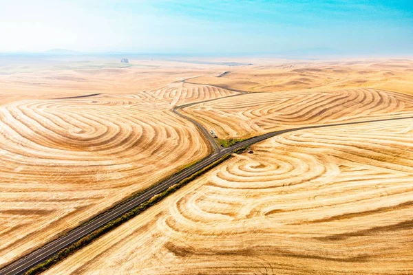 Beautiful View Wheat Field Rolling Hill Pattern — Stock Photo, Image