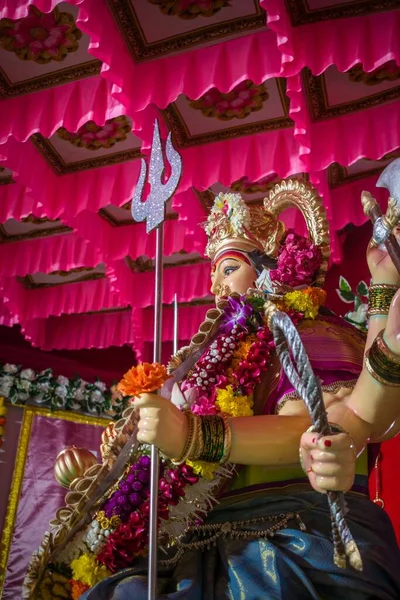 Vertikal Bild Idol Maa Durga Som Dyrkas Mandal Mumbai För — Stockfoto