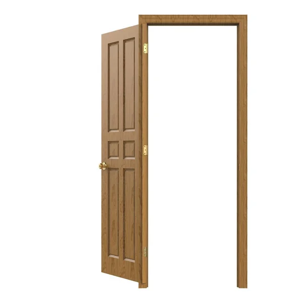 Деревянная Открытая Внутренняя Дверь Закрытая Иллюстрация Рендеринга — стоковое фото