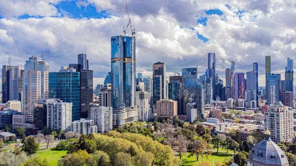 Letecký Snímek Inspirujících Mrakodrapů Města Melbourne Victoria Austrálie — Stock fotografie