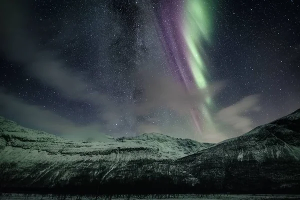 Une Vue Imprenable Sur Les Aurores Boréales Aurores Boréales Troms — Photo