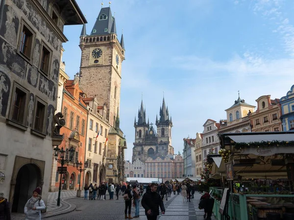 Une Photo Vieille Ville Prague Pendant Marché Noël Décembre — Photo