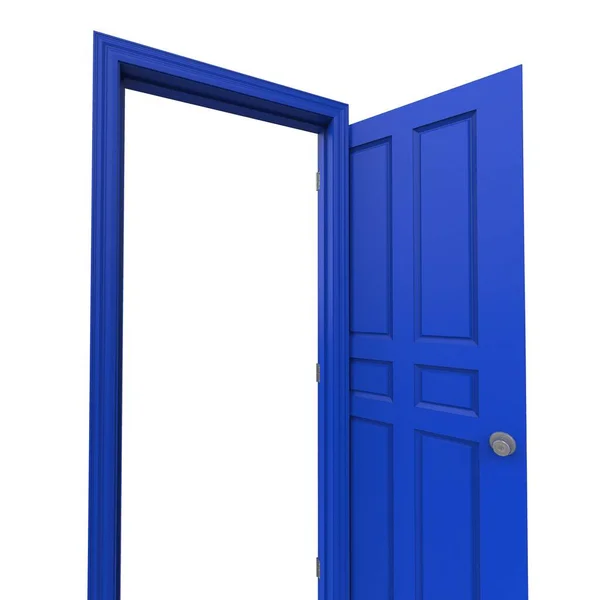 Bleu Ouvert Isolé Porte Intérieure Fermée Illustration Rendu — Photo