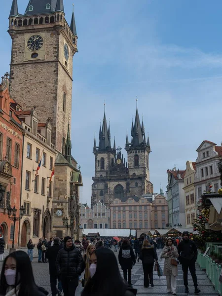 Uma Foto Cidade Velha Praga Durante Mercado Natal Dezembro — Fotografia de Stock