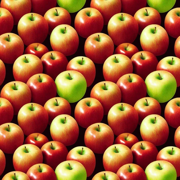 Wysoki Kąt Widzenia Czerwonych Zielonych Jabłek Tworząc Wzór Czarnym Tle — Zdjęcie stockowe