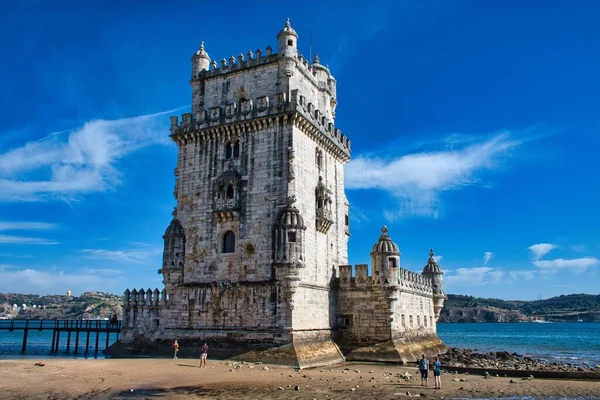 Torre Belem Torre San Vincenzo Riva Mare Lisbona Portogallo — Foto Stock