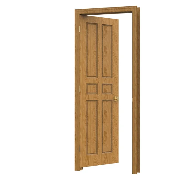 Wooden Open Isolated Interior Door Wood Closed Illustration Rendering — Stock Photo, Image