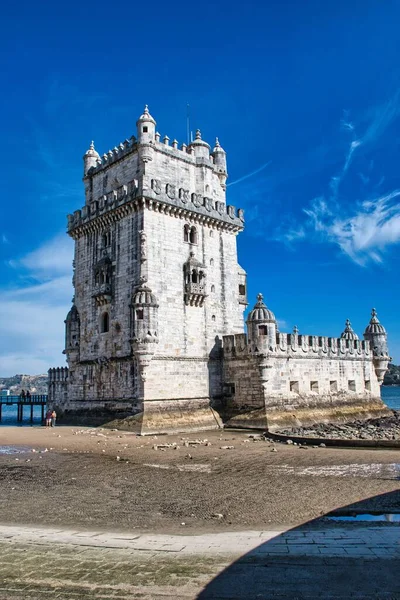 Belemtoren Aan Zee Een Zonnige Dag Lissabon Portugal Verticaal — Stockfoto