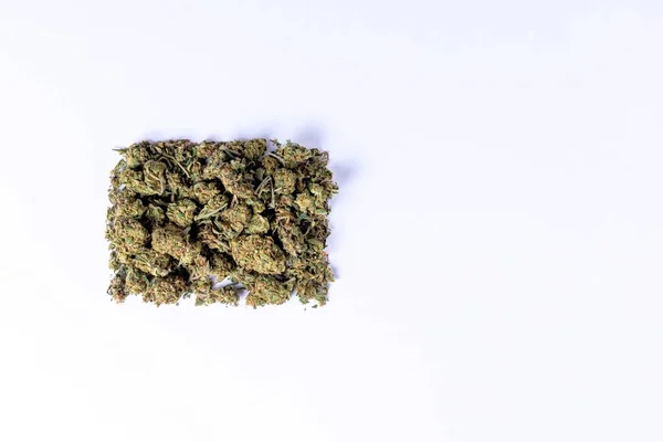 Una Vista Superior Marihuana Sobre Fondo Blanco —  Fotos de Stock