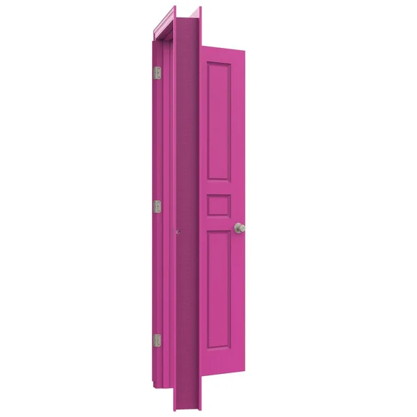 ピンクの隔離された屋内のドアを閉めた3Dイラストレンダリング — ストック写真