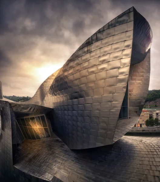 Музей Гуггенхайма Бильбао Ночью Страна Басков Испания — стоковое фото