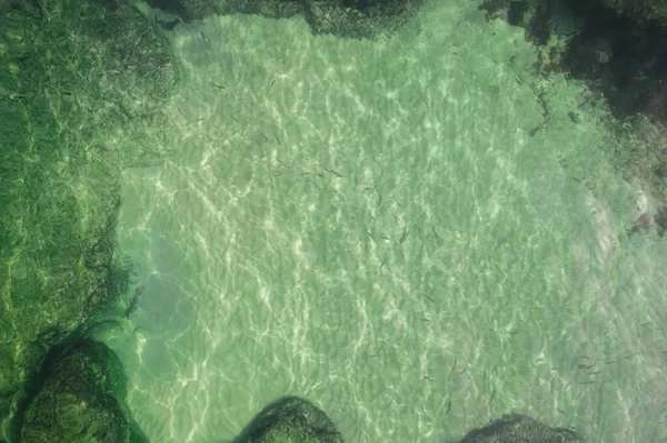 Μια Κορυφαία Άποψη Του Κοραλλιογενή Ύφαλο Κάτω Από Κρυστάλλινα Γαλαζοπράσινα — Φωτογραφία Αρχείου