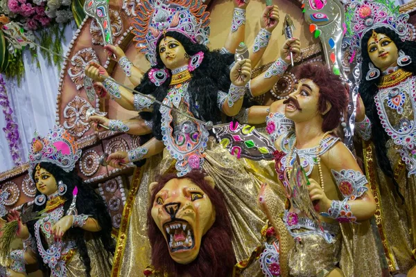 Piękny Idol Maa Durga Czczony Mandali Mumbaju Dla Durga Puja — Zdjęcie stockowe