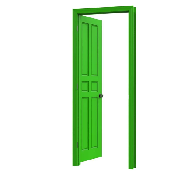Verde Abierta Aislada Puerta Interior Cerrada Ilustración Representación — Foto de Stock