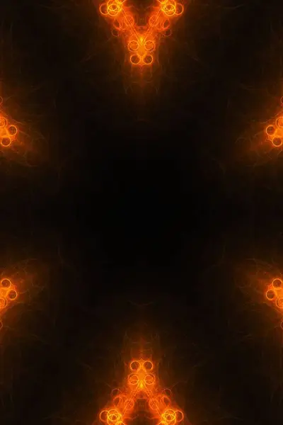 明るいオレンジ色の光の流れとコピースペースを持つ垂直黒の背景 — ストック写真