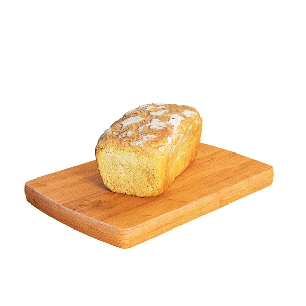 一块3 3的面包 放在木板上 与白色背景隔离 — 图库照片