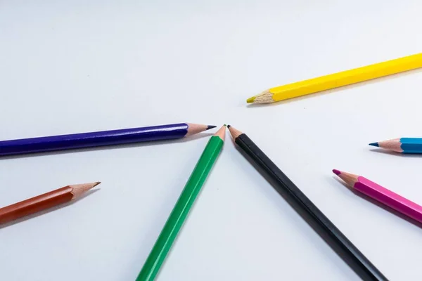 Ensemble Crayons Couleur Sur Fond Blanc — Photo