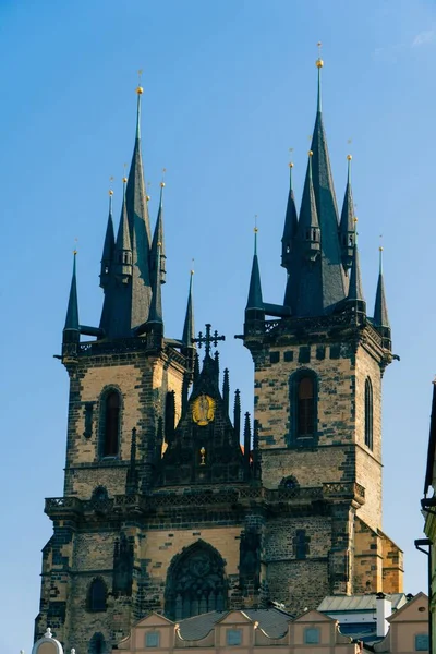 Vacker Utsikt Över Kyrkan Our Lady Före Tyn Prag Tjeckien — Stockfoto
