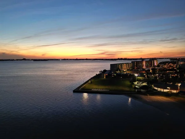 Aerial View Illuminated Gulfport Night Florida — Stock Photo, Image