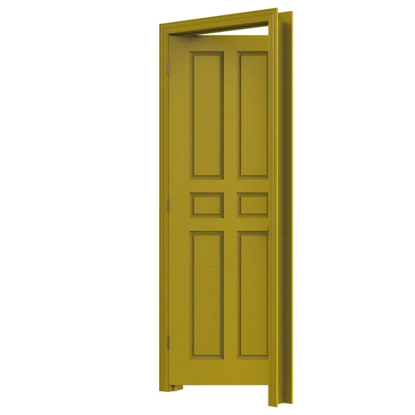Gele Open Geïsoleerde Binnendeur Gesloten Illustratie Rendering — Stockfoto