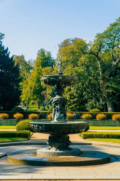 Plan Vertical Une Belle Fontaine Dans Parc Prague République Tchèque — Photo