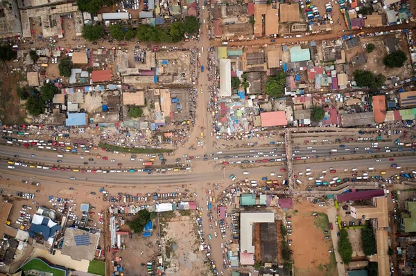 加纳在非洲的航空图 — 图库照片