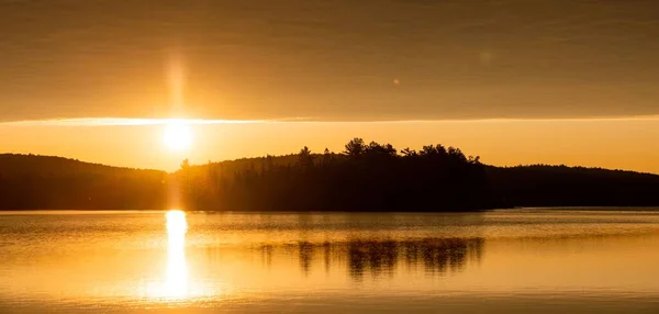Panoramautsikt Över Soluppgången Vid Lake Two River Algonquin Ontario Kanada — Stockfoto