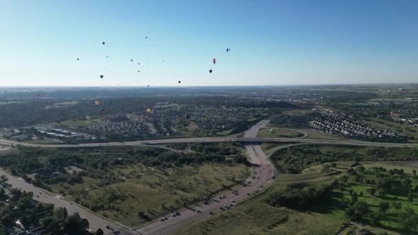 Letecký Záznam Nad Městem Olympic Horkovzdušnými Balóny Vzduchu Colorado Springs — Stock video