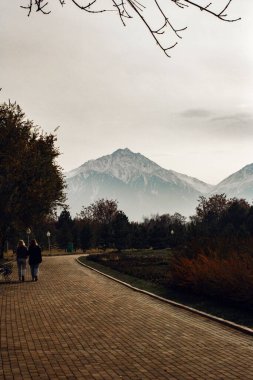 Kazakistan, Almaty 'deki bir halk parkının dikey görüntüsü.