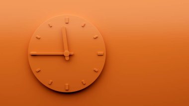 Saat 11: 45 'i turuncu renkte gösteren minimalist bir saat tasarımı.