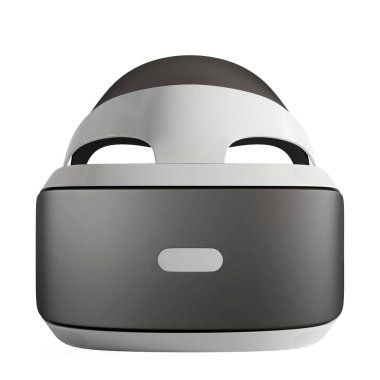 Beyaz arkaplanda izole edilmiş bir VR kulaklığın 3B görüntüleme