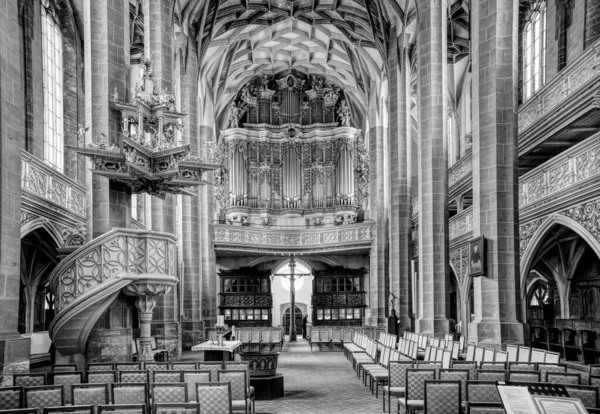 Interno Della Marktkirche Con Organo Reichel Halle Der Saale Sassonia — Foto Stock