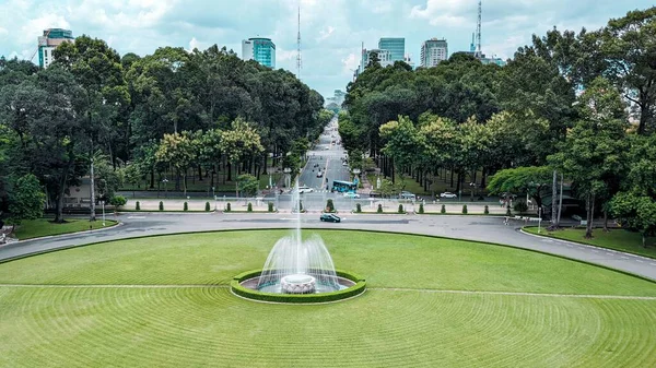 View Lawn Fountain Yard Independence Palace Chi Minh City Vietnam — Stock Photo, Image