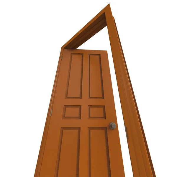 隔離されたオレンジの扉を開ける3Dイラストレンダリング — ストック写真