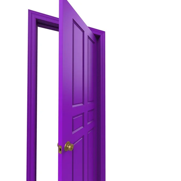 Open Isolated Interior Door Pruple Closed Illustration Rendering — Stock Photo, Image