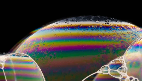 Макро Снимок Красочных Мыльных Пузырей Черном Фоне — стоковое фото