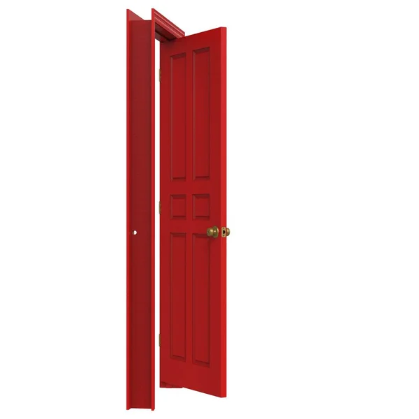 Abrir Isolado Porta Interior Vermelho Fechado Ilustração Renderização — Fotografia de Stock