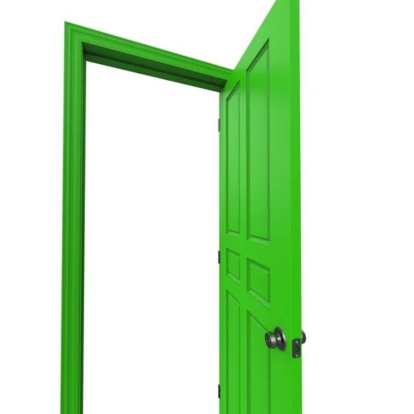 Verde Aberto Isolado Interior Porta Fechada Ilustração Renderização — Fotografia de Stock