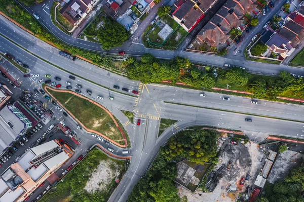 Una Vista Aérea Las Carreteras Construcción Techos Petaling Jaya City — Foto de Stock