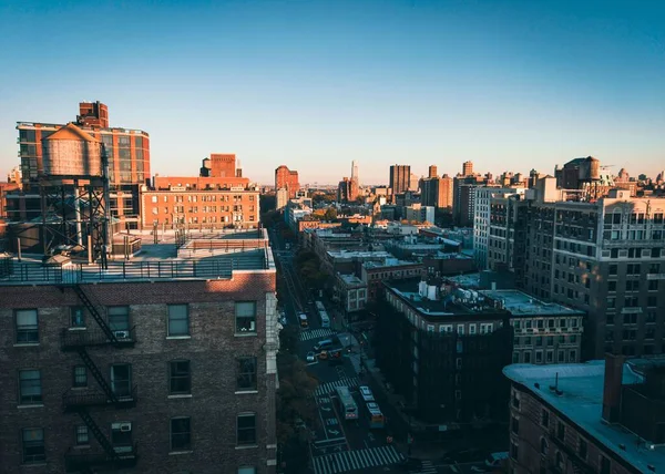Horizon New York Manhattan Paysage Urbain Face Ciel Bleu — Photo