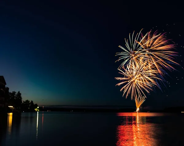 stock image The fireworks over the water on Canada day.