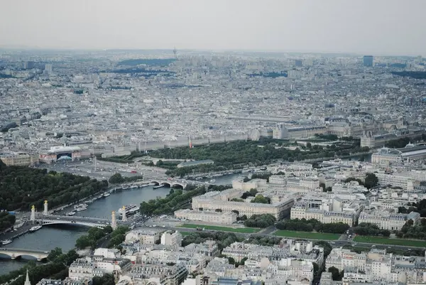 Повітряний Вид Річку Сена Прилеглі Будинки Парижі Франція — стокове фото