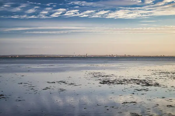 Portsmouth Ngiltere Plajında Güzel Bir Gün Batımı Manzarası — Stok fotoğraf